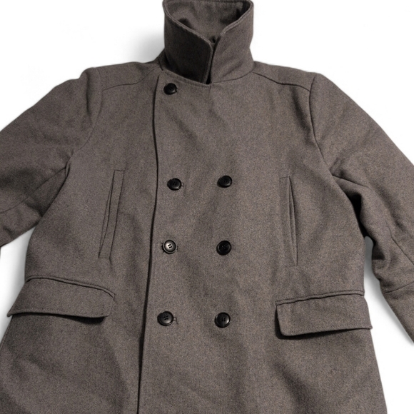 H&M Charcoal Heavy Double Breasted Peacoat Size 46 - Picture 3 of 8